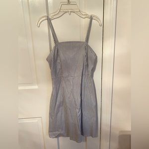 White and blue striped mini dress